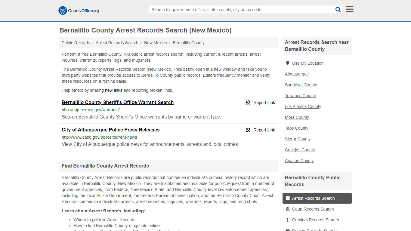 Arrest Records Search - Bernalillo County, NM (Arrests ...